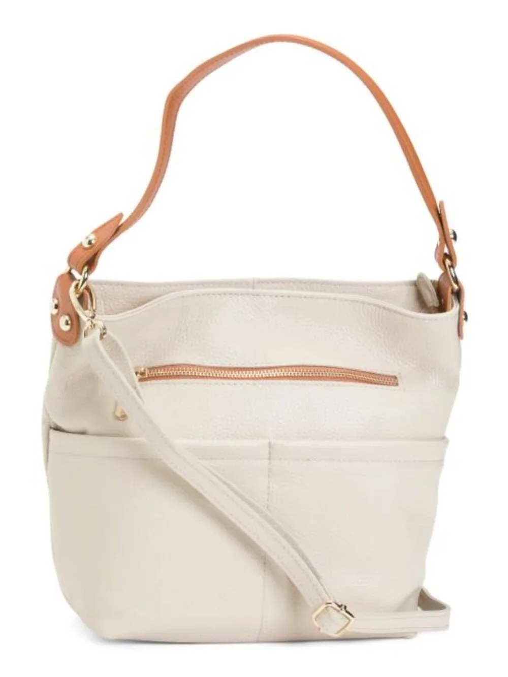 VALENTINA Made In Italy Leather Double Pocket Hobo